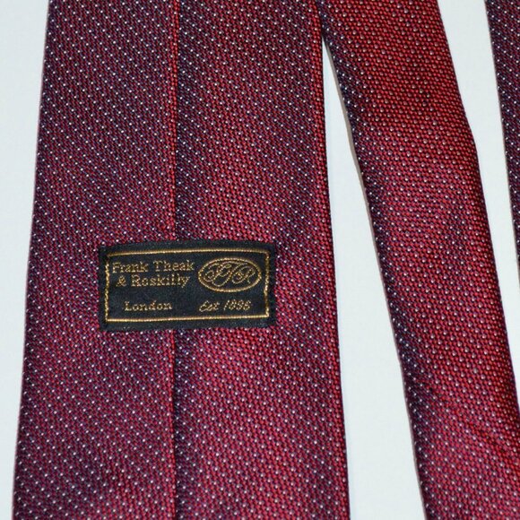 Frank Theak & Roskilly London Luxury Necktie Red Formal Business Holiday - Picture 3 of 3
